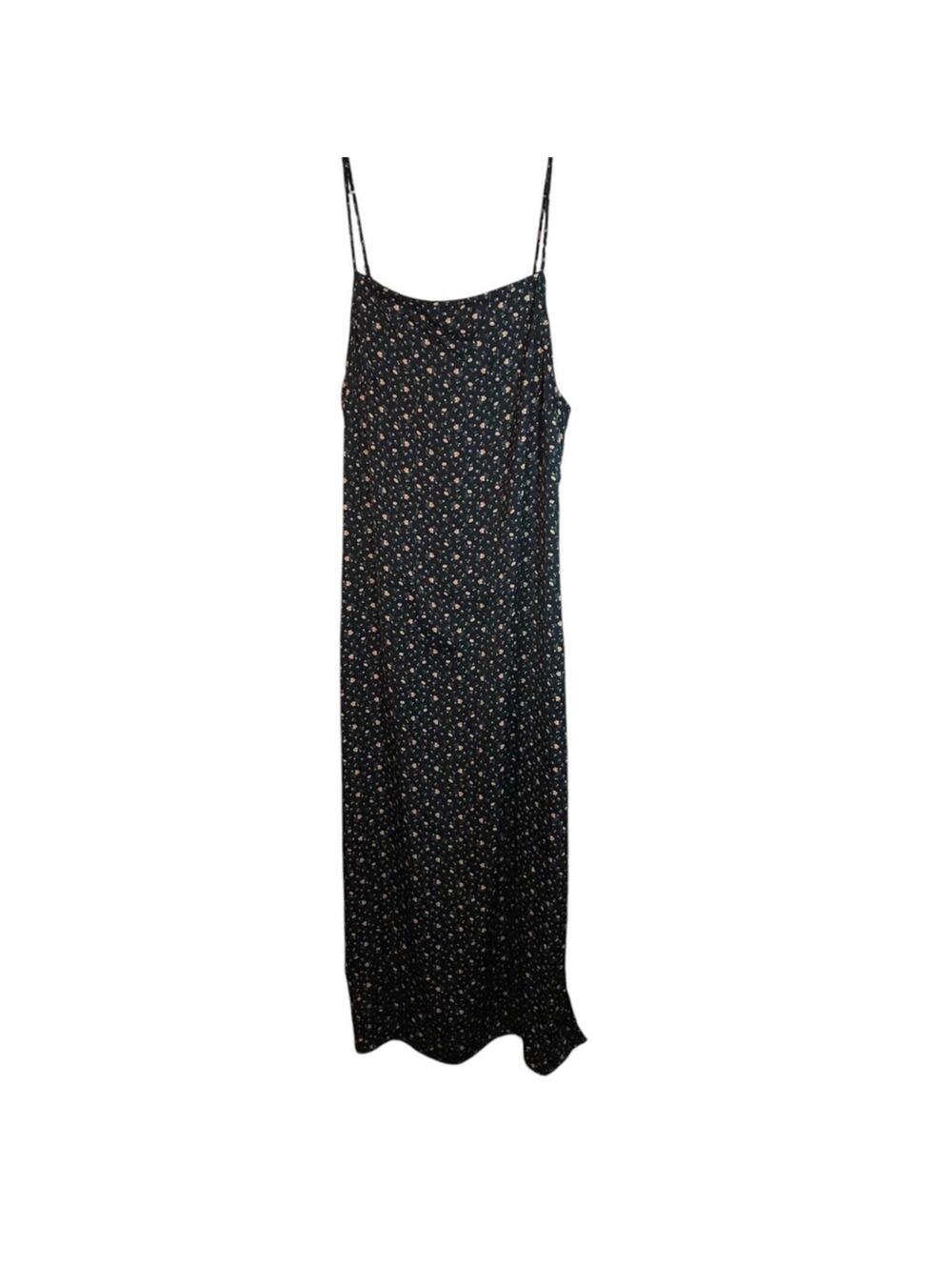 American eagle ditzy Floral Midi Slip Dress women M Side Slit Open Back lined